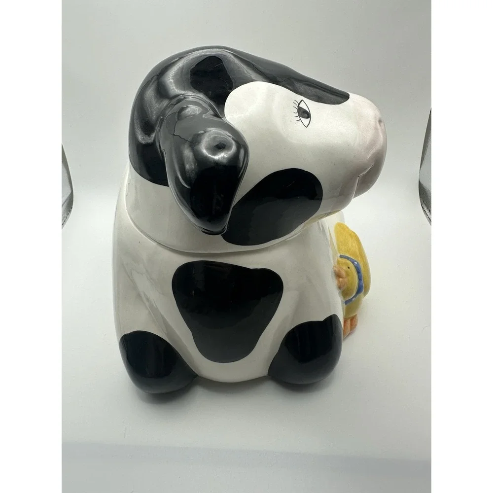 Vtg Coco Dowley Cow and Chicken Holstein Cookie Jar (Head and Middle Pieces)